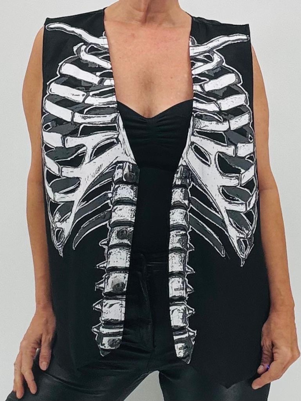 Spirit Halloween Goth Witchcore Skeleton Skull Print Embellished Vest Unisex - Picture 6 of 10